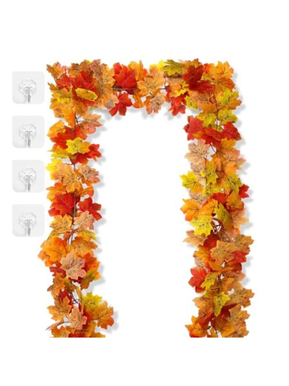 2Pcs 13FT Total Artificial Fall Leaves Garland for Thanksgiving Decor